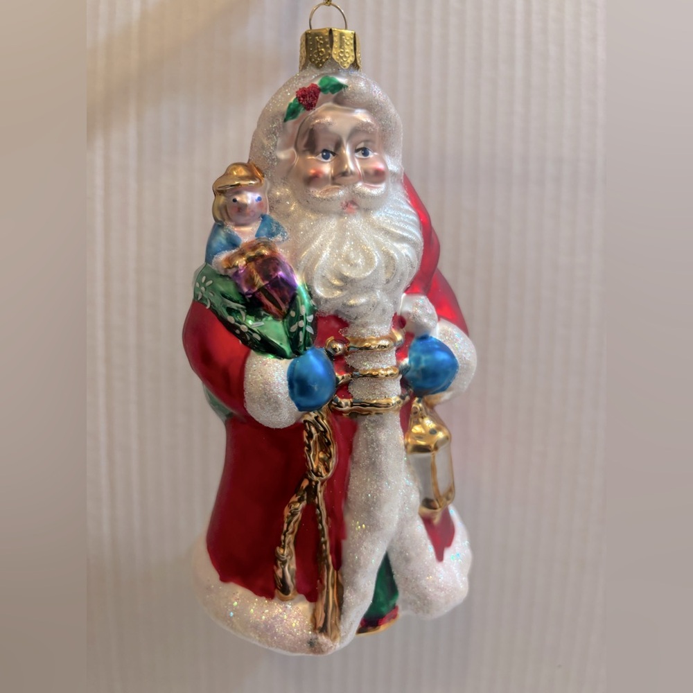 Vintage Classic Santa Hand Crafted Blown Glass Christmas Ornament